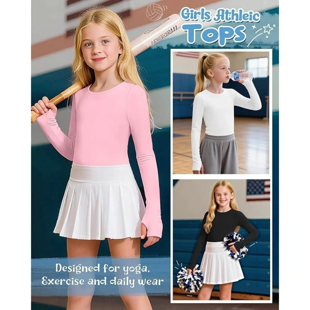 MSRP‎ $42 LessonZoo 3 Pack Girl's 11-12Y Long Sleeve Athletic Shirts with Thu